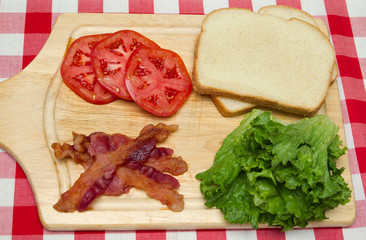 blt ingredients on a cutting board