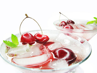 alcohol liqueur cocktail with cherry
