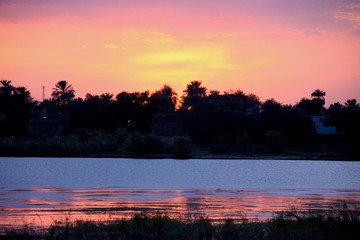 coucher de soleil sur le nil