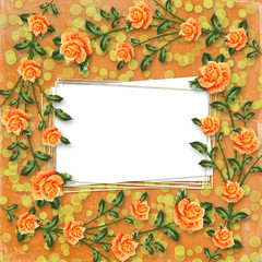 grunge paper for congratulation with painting rose