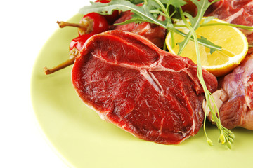 fresh beef medallion on green