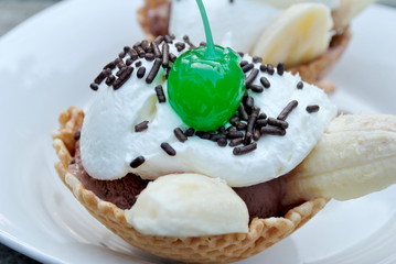 An Ice Cream Sunday in a Waffle Bowl