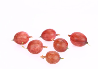 Red gooseberries on white background