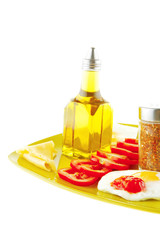 fried eggs and olive oil