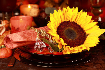 Place setting for Thanksgiving