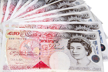 British pounds isolated on a white background.