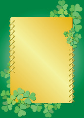 vector golden and green frame with flora