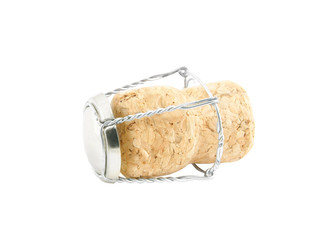 Champagne cork isolated on white background