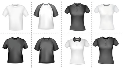 Black and white shirts. Vector illustration.