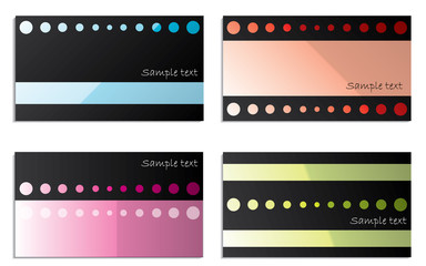 Black cards with color stripes and circles