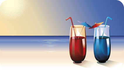 Two cocktails on summer beach