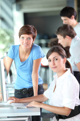 Young women working in the office