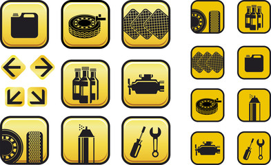Set on navigation icons for auto repair shop.