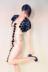 elegant woman in evening black dress