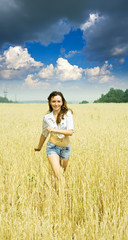 Running girl on  field