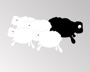 peur, troupeau de moutons, symbolise la peur de l'autre