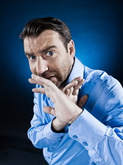 Man Portrait Hide Afraid