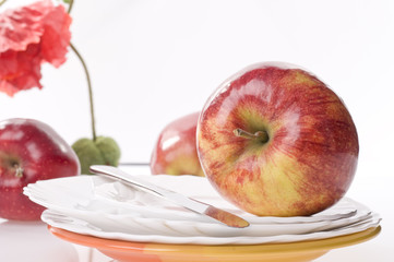 Apple food over white