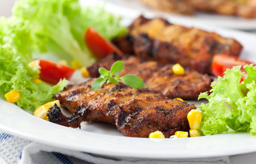 Grilled pork with fresh vegetables