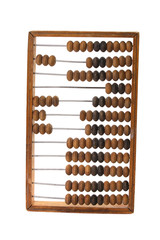 Old wooden abacus isolated on white background