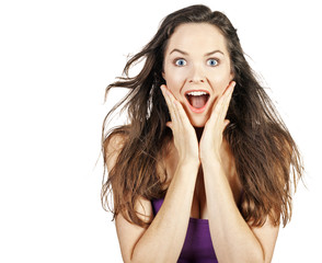Young beautiful surprised woman