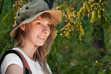 young woman backpacker