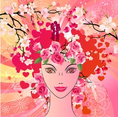 Photo sur Plexiglas Femme fleurs Femme de printemps fleuri