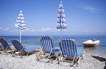 Benitses beach in Corfu