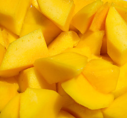 view of mango cut in cubes