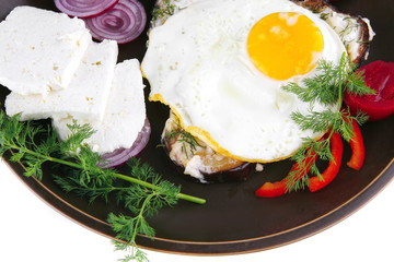 egg served on dark dish