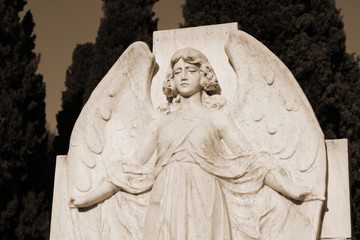 Fototapeta na wymiar angel figure on historic cemetery