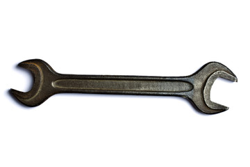 old wrench isolated on white