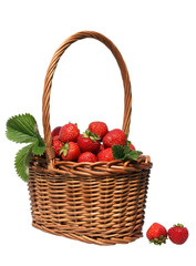 Fototapeta na wymiar Basket of ripe strawberries