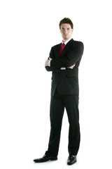 full length suit tie businessman posing stand