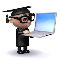 3d Graduate uses laptop