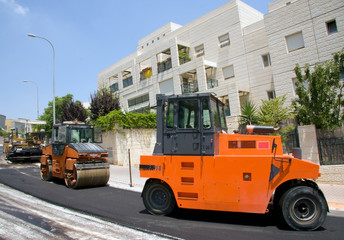 Heavy equipment in Paving work