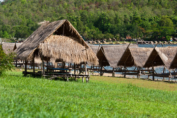 Fototapeta na wymiar Huts at the lake, Huay Tung Tao in Chiangmai Province, Northern