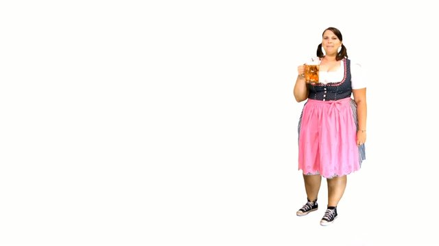 Oktoberfest Bedienung trinkt Bier - mitr Copyspace