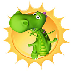 Fototapeta premium dino baby dragon the sun