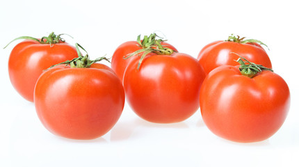 Tomatoes isolated on white background.
