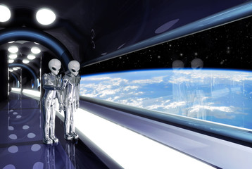 aliens looking down © Luca Oleastri