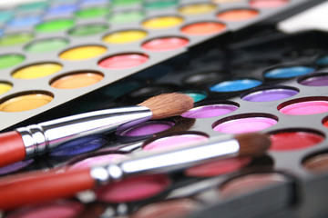 Obraz premium A make-up multi colored palette close up