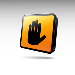 Obraz premium Icon black hand on a yellow background