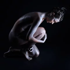 Badkamer foto achterwand nude silver girl © Serg Zastavkin