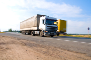 Fast truck on the road