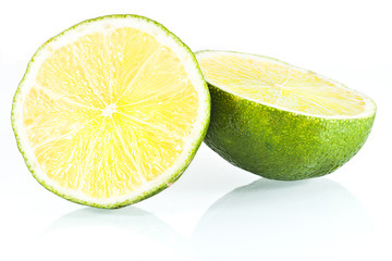 fresh delicious halves of lime isolated