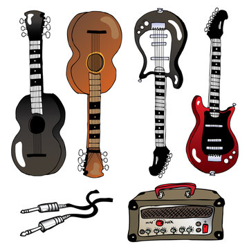 vector music instruments-guitars