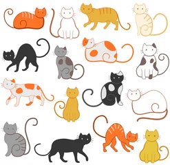 Stof per meter katten patroon © yarrowbuttercup