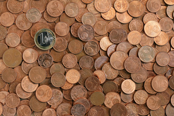 Cents, Münzen und ein Euro