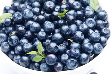 Crockery with blueberries.